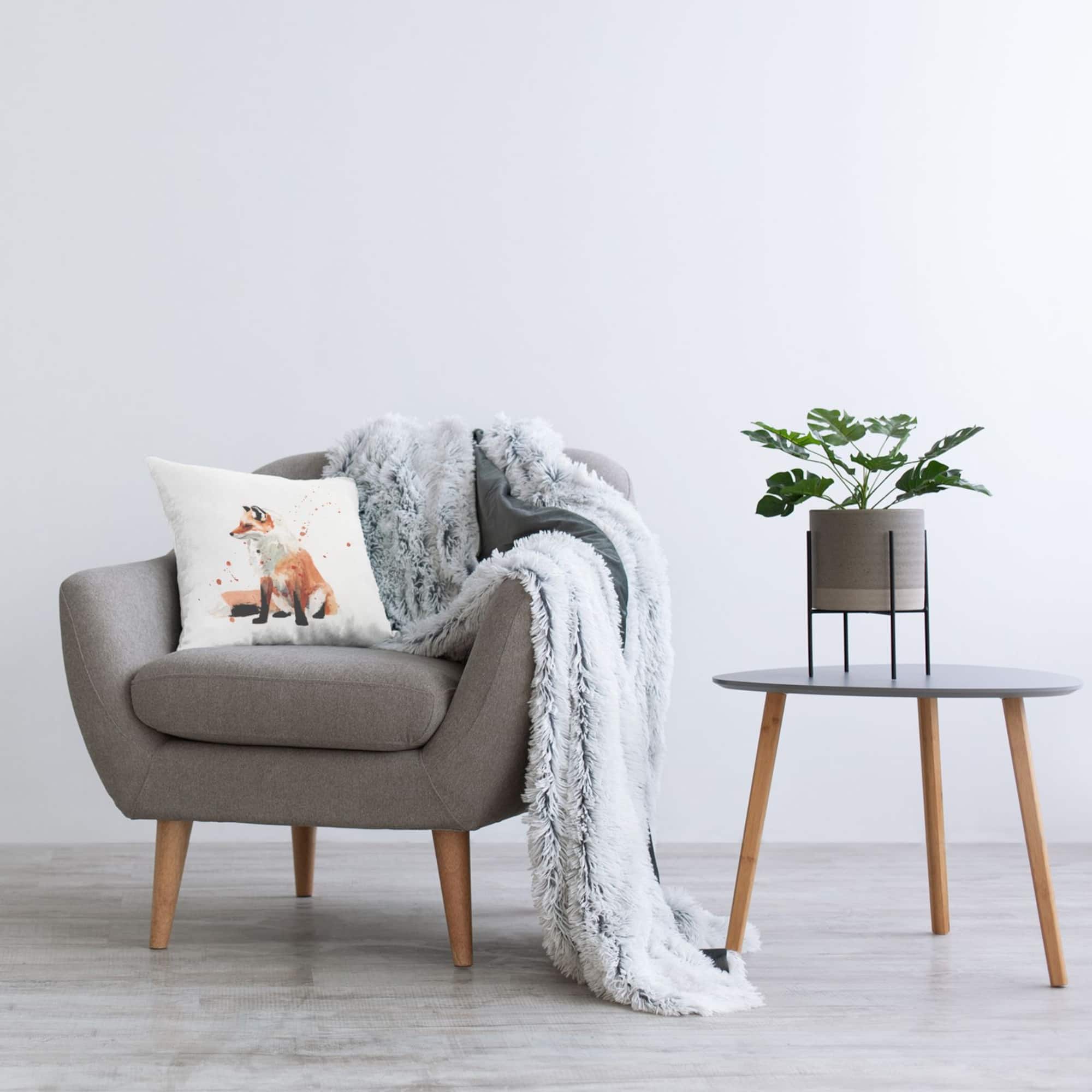 Stupell Industries Red Fox Sitting Minimal Wildlife Nature Throw Pillow, 18" x 18"